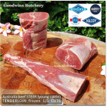 Beef Eye Fillet Mignon Has Dalam Tenderloin AGED BY GOODWINS 3-4 weeks STEER (young cattle) Australia HARVEY frozen 1/3 WELLINGTON cuts (price/pc 1kg)
